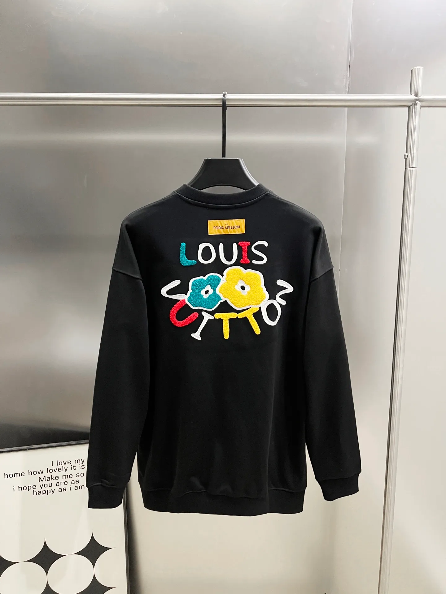 🅿️290 1v Louis* 2025 autumn and winter new style, customized 430g double yarn fabric, round neck long-sleeved sweatshirt, colorful three-dimensional towel embroidery design, high-end version! The same loose version for men and women S M L XL XXL five sizes color black white